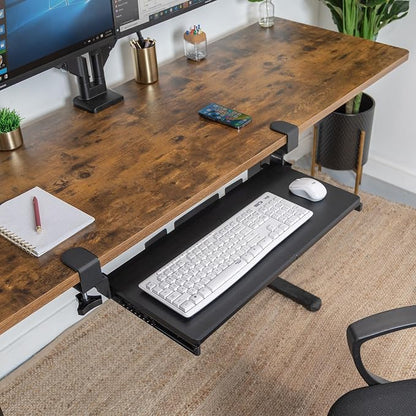 Mount-It! 24” Clamp-On Under Desk Keyboard Tray, Slide-Out Keyboard Drawer - Image 2
