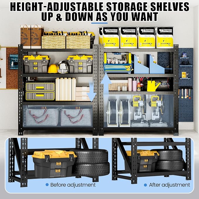 Heavy Duty Garage Storage Shelves 5000LBS Capacity, 4-Tier Large Industrial - Image 5