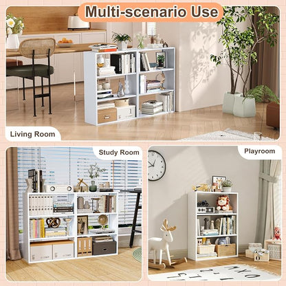 3 Tier White Metal Bookshelf, Small Open Bookcase - Image 6