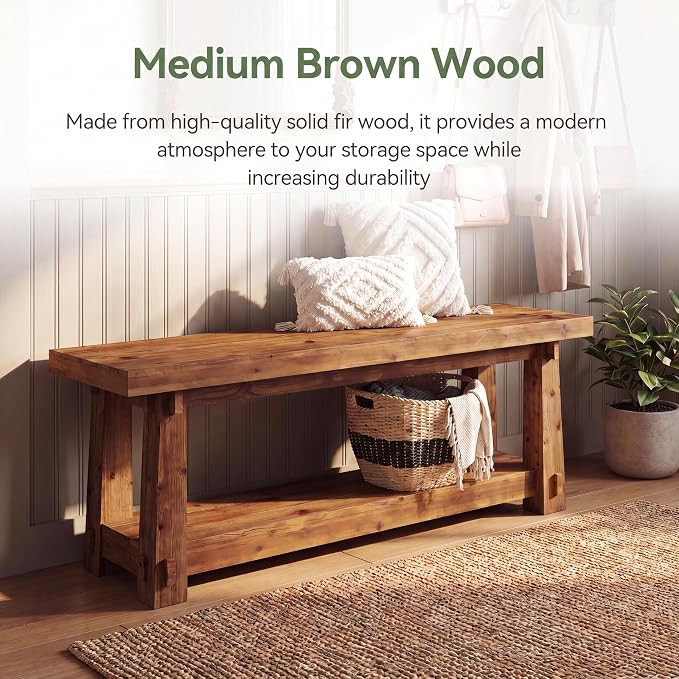 55'' Solid Wood Entryway Bench - Image 6