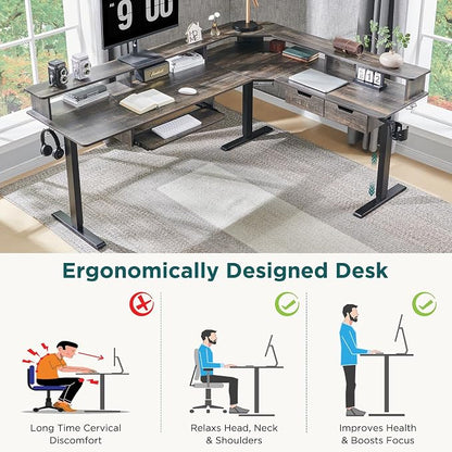 RedLemon 75X60 Inches L Shaped Electric Standing Desk, Height Adjustable Corner - Image 4