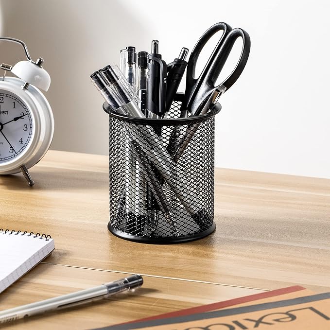 Amazon Basics Wire Mesh Pen Cup, Office Caddy Storage, ‎3.7" x 3.3" - Image 3