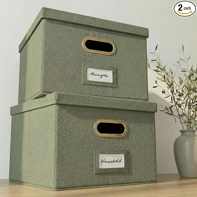 Decorative File Organizer Box Set of 2 by ZICOTO