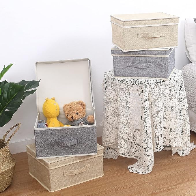 Storage Bins with Lid, Foldable Clothing Storage Box case with Handle - Image 3