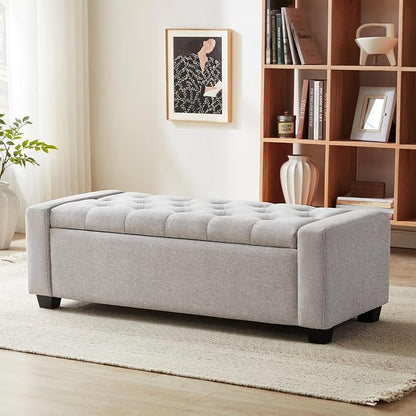 Huatean Home 48" Ottoman with Storage, Storage Ottoman Bench with Safety Hinge by huateanhome