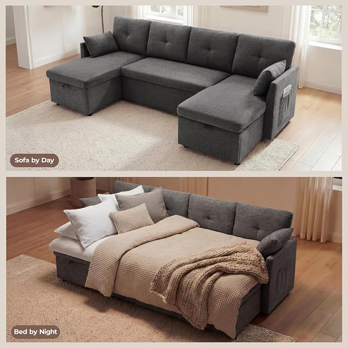 Huatean Home 100" Oversized Sleeper Sofa Couch, 2 in 1 Pullout Couch Bed - Image 4