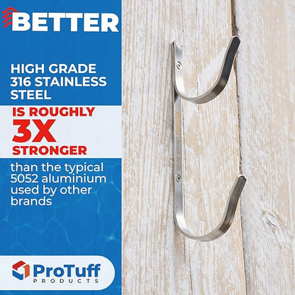ProTuff 490 Promise 2-Pack Stainless Pool Pole Hanger, Wall Mount - Image 4