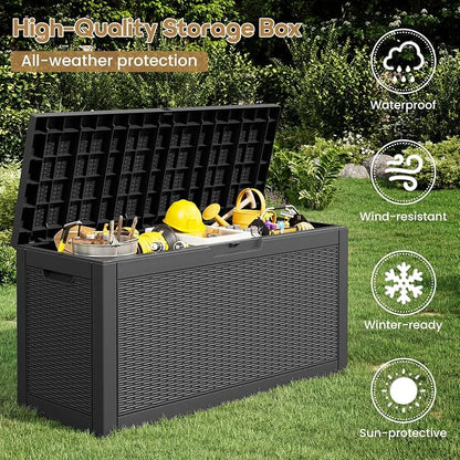 Outdoor Storage Box, 72 Gallon Resin Deck Boxes Outdoor Waterproof - Image 3