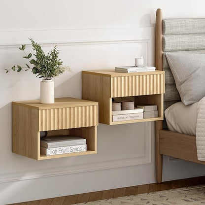 EYYTHUNG Fluted TV Stands Set of 4, Modern Small Floating Nightstand - Image 5