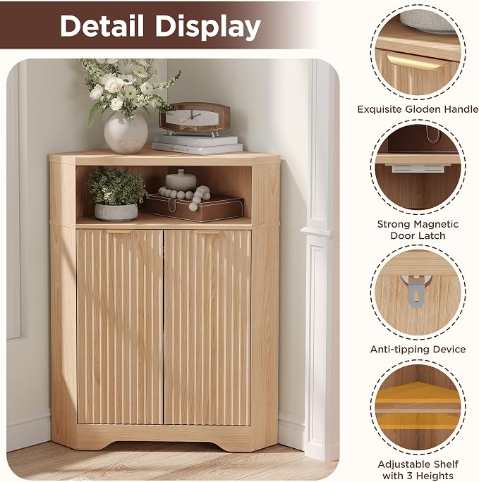 Vabches Corner Cabinet, Corner Bathroom Cabinet - Image 6