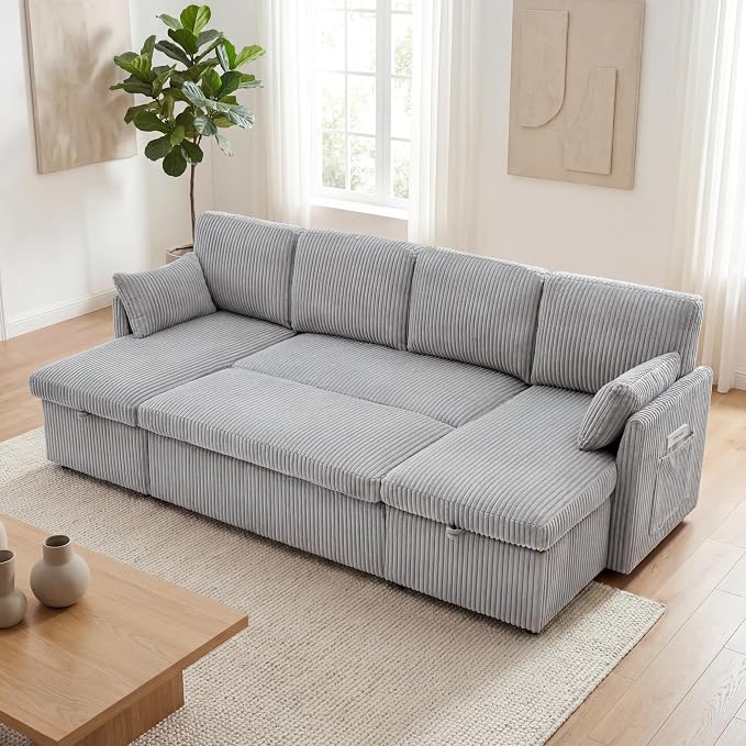 Huatean Home Oversized Sleeper Sofa Couch, 100 inch 2 in 1 Pullout Couch Bed - Image 2