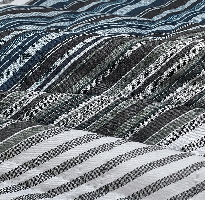 Brilliant Sunshine Multi Grey Stripes Patchwork Couch Armrest 5 Pockets - Image 5