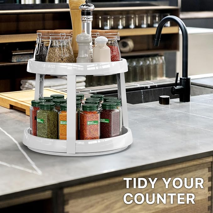 Simple Houseware 2-Tier Lazy Susan Spice Organizer, 10-Inch Diameter - Image 8