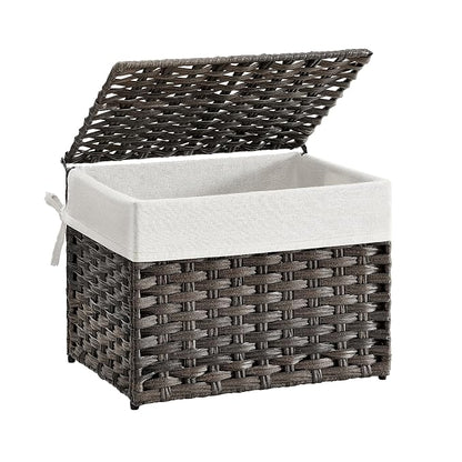 SONGMICS Storage Basket with Lid, 9.2 Gallon Storage Bin, Woven Blanket Storage by SONGMICSbySONGMICSHOME