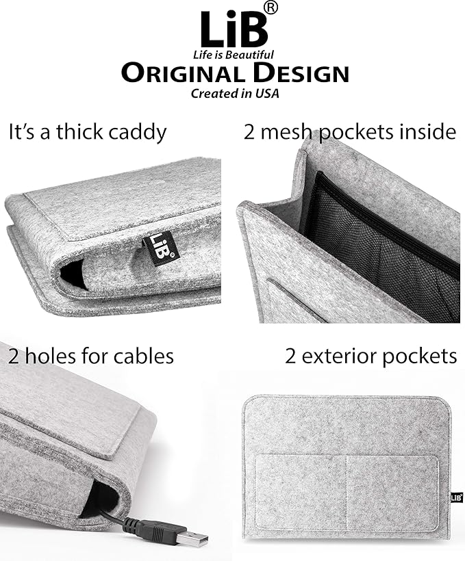 Lib Bedside Caddy, Original Design | Large Size 9.5" x 13.5" | Laptop Holder | - Image 2