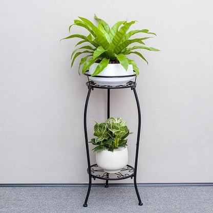 FaithLand Plant Stand, Metal Planter Holder Indoor Outdoor, 2 Tier Round Potted - Image 3