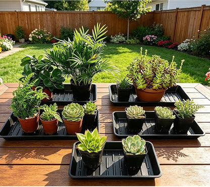 4 Pack Plastic Plant Tray Saucer Rectangular 17 18 Inch, Planter Trays Saucers - Image 7