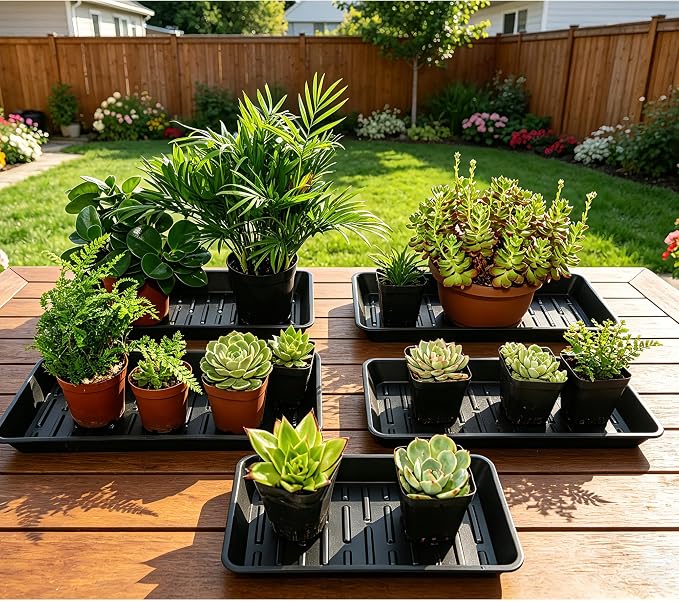 6 Pack Plastic Plant Trays Rectangular 14 Inch, Indoor Outdoor Plant Saucers - Image 7