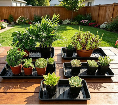6 Pack Plastic Plant Trays Rectangular 14 Inch, Indoor Outdoor Plant Saucers - Image 7