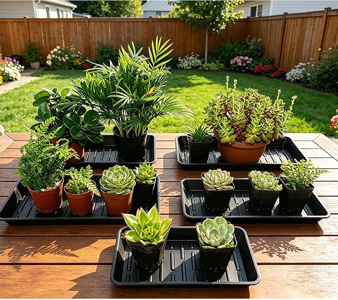 2 Pack Plastic Plant Tray Saucer Rectangular 20 21 Inch, Planter Trays Saucers - Image 3