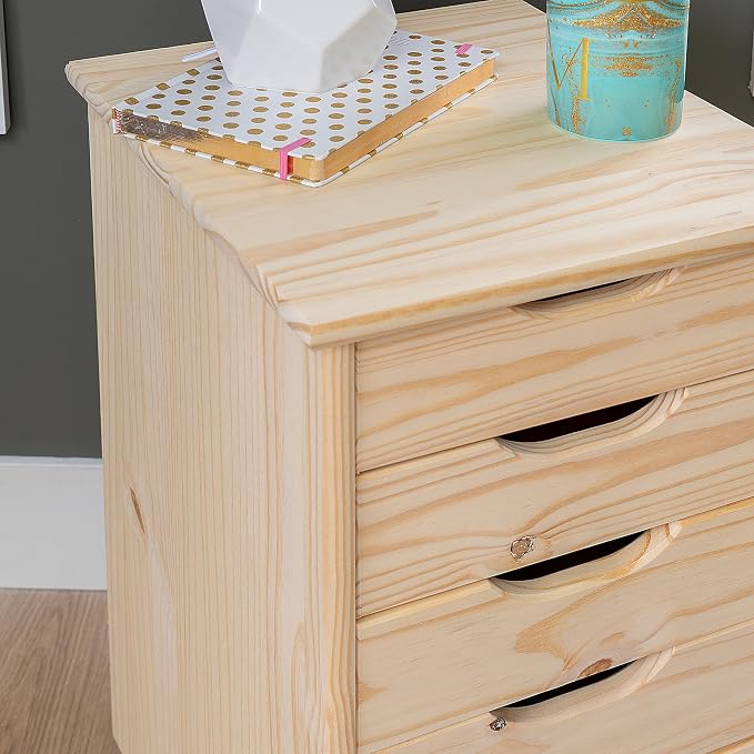 Linon Corinne Unfinished Six Drawer Wooden Rolling Storage Cart - Image 5