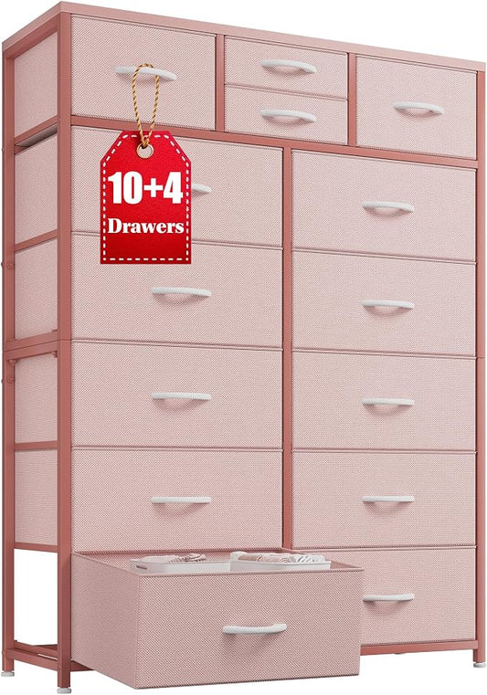 EnHomee 52.2" H Pink Dresser for Bedroom, Vertical Storage Tower, Anti-Tip | by EnHomee