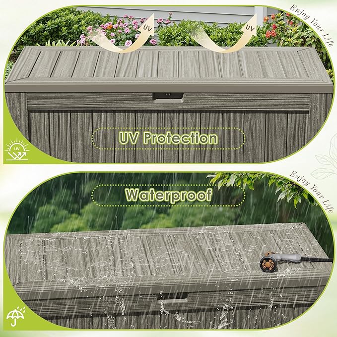 Devoko 125 Gallon Outdoor Storage Box, Waterproof Resin Deck Box - Image 5