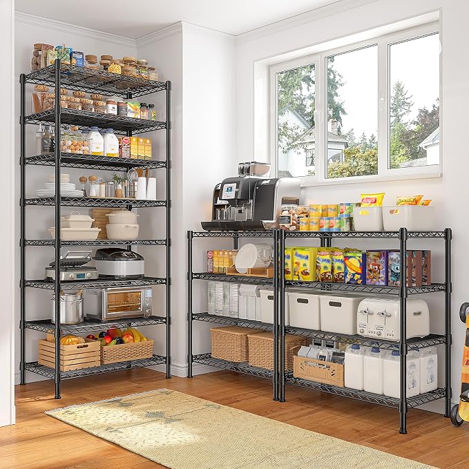 8 Tier Wire Shelving Rack Storage Shelves Loads1200LBS, Adjustable Metal - Image 2