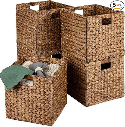 Best Choice Products 12x12in Pack of 5 Cube Storage Baskets, Water Hyacinth by Unknown