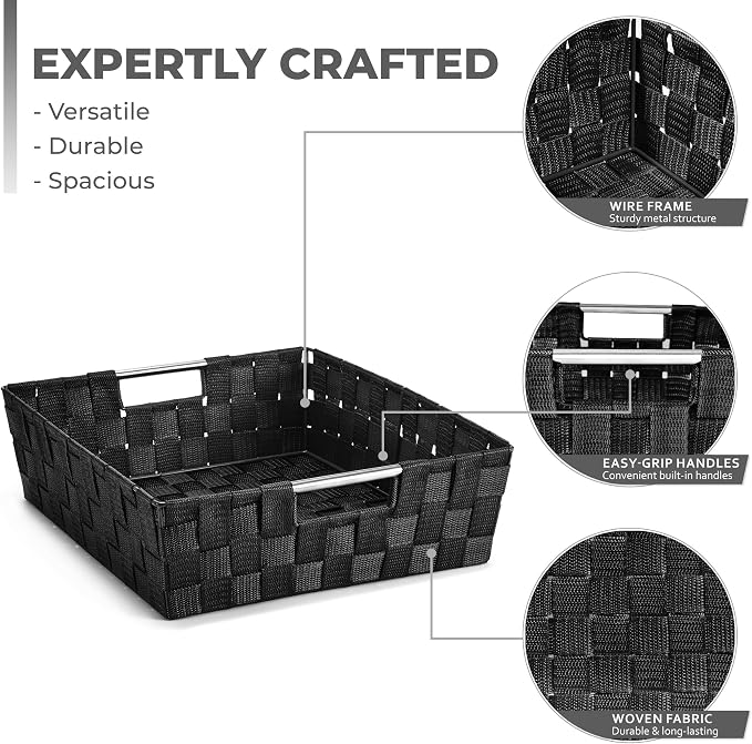 Sorbus Set of 9 Woven Storage Baskets – Mesh Hand-Woven Baskets - Image 2