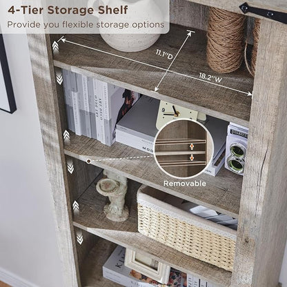 RedLemon Bookcase with 2 File Drawers, 4 Tier Rustic Wood Bookshelf with Cabinet - Image 4