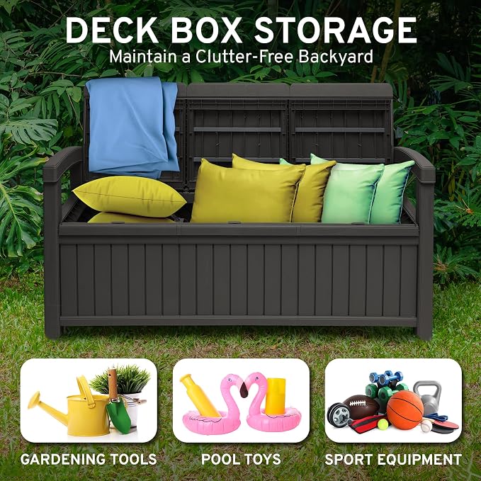 EconoHome 3 Seat Outdoor Storage Bench - Image 3