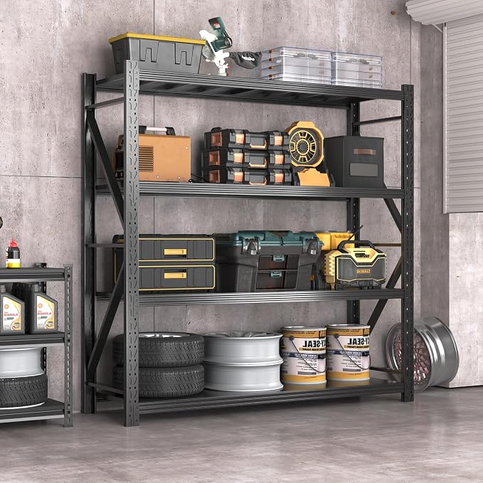 Metal Garage Shelving Unit, Heavy Duty Adjustable Industrial Storage Shelves - Image 2