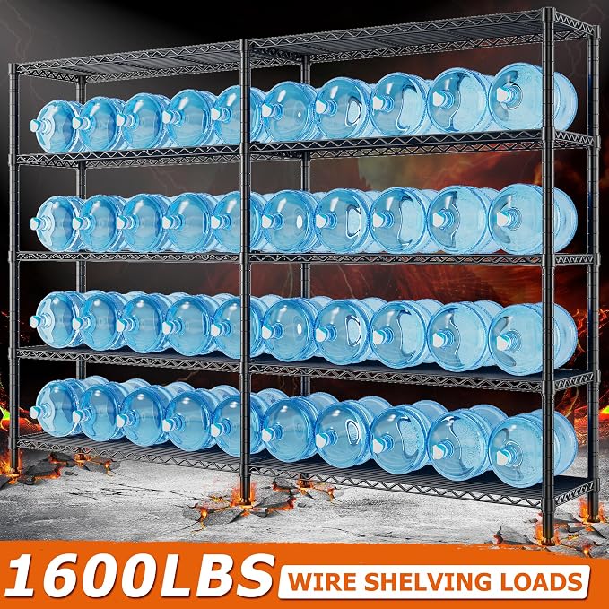 REIBII 1600LBS Storage Shelves 69.8''W Metal Shelving 5 Tier Wire Shelving Unit - Image 8