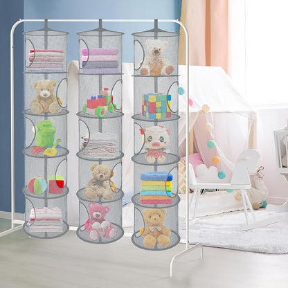 3Pcs Hanging Stuffed Animal Storage Hammock Net 5 Tiers, Holds Plushies - Image 5