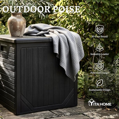 YITAHOME 150 Gallon Large Outdoor Deck Box, Lockable Resin Double-Wall Storage - Image 9