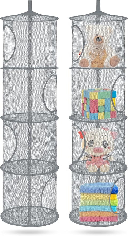 2Pcs Hanging Stuffed Animal Storage Hammock Net 4 Tiers, Holds Plushies - Image 6