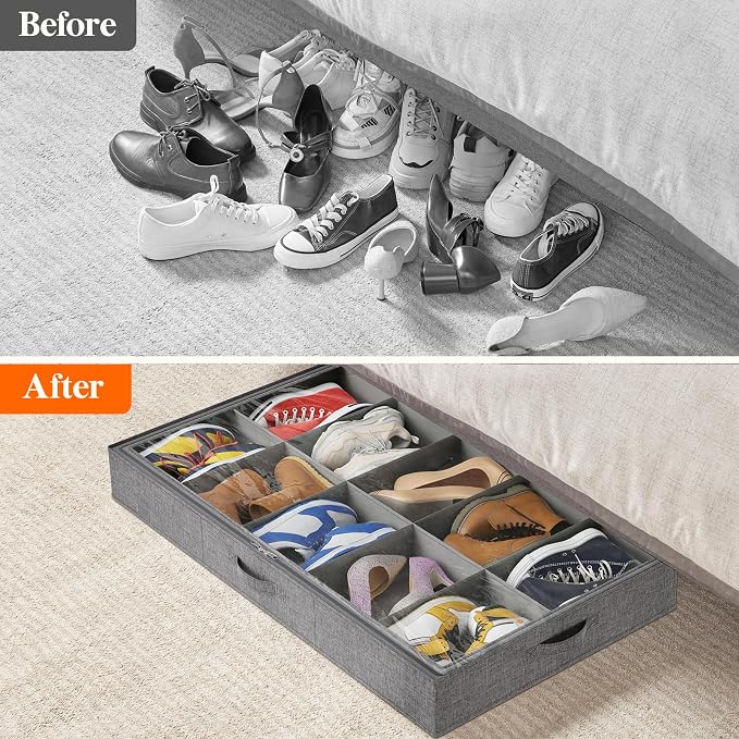 Lifewit Under Bed Shoe Storage Organizer Fits 10 Pair Sneakers, 4.3 Inches Tall - Image 8