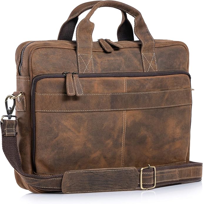 KomalC 16 Inch Leather briefcases Laptop Messenger Bags by KomalC