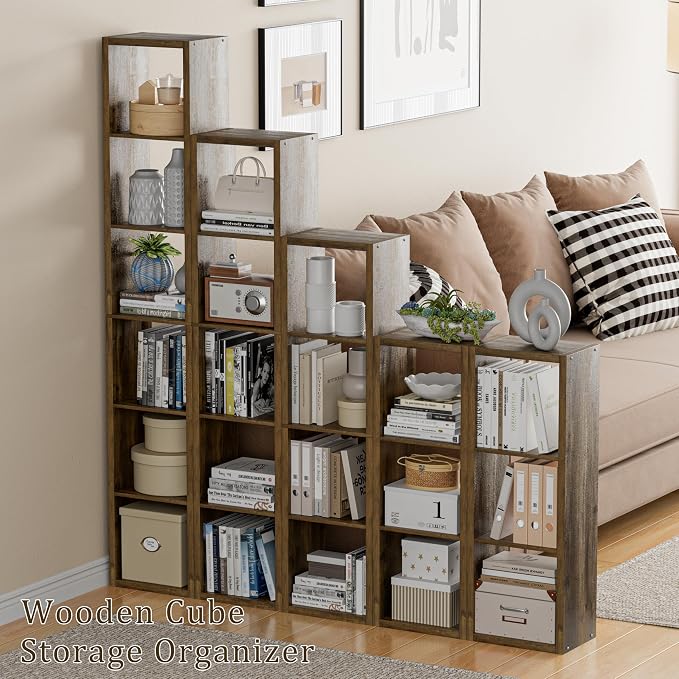 VDNEND Cube Storage Organizer Bookcase, Decorative 11 inch Open Back Cubical - Image 4