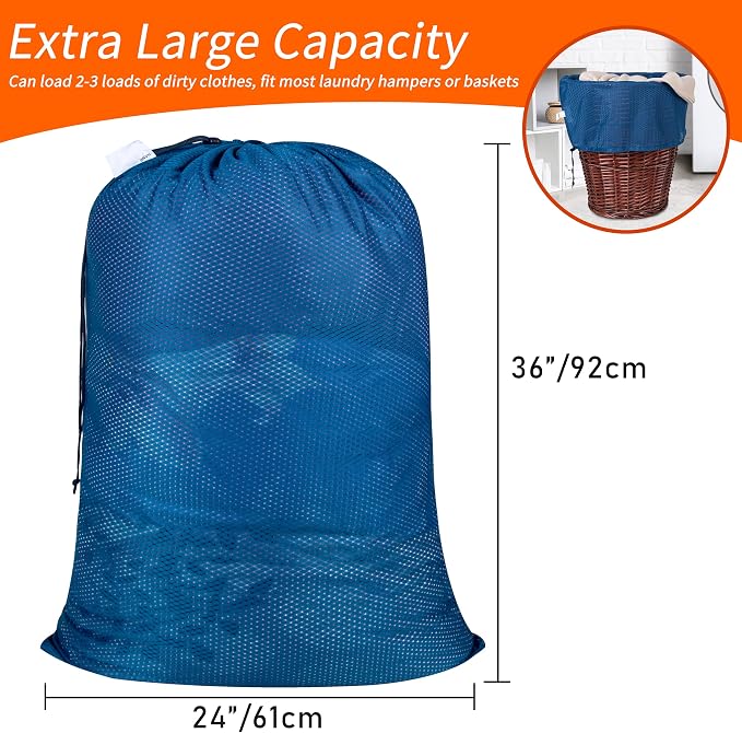 Polecasa Heavy Duty Diamond Mesh Laundry Bag, Machine Washable, Commercial Grade - Image 3