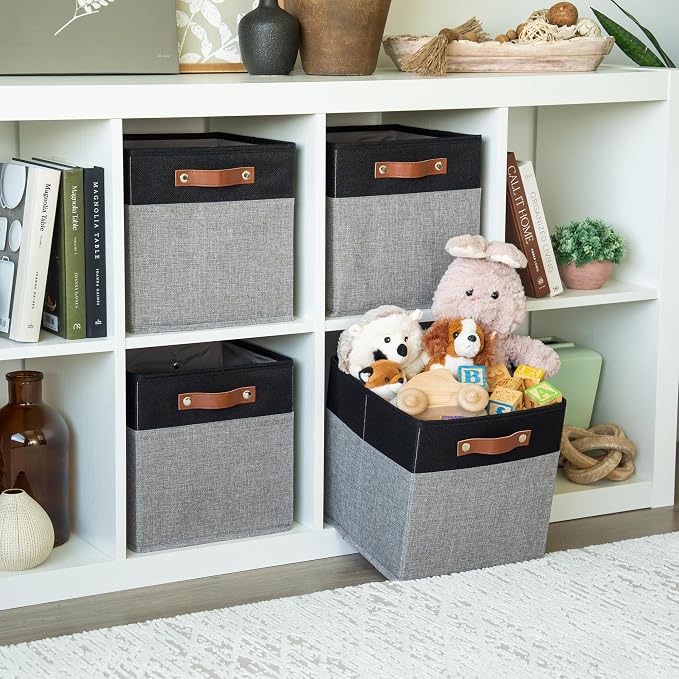 OrganiHaus 11" x 11" x 11" Fabric Cube Storage Bins - Image 3