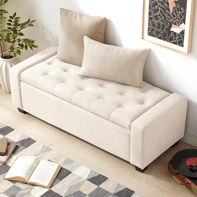 Huatean Home 48" Ottoman with Storage, Storage Ottoman Bench with Safety Hinge - Image 5