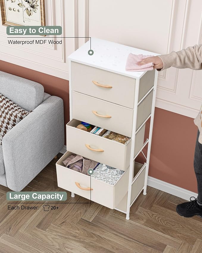 Tall Dresser Vertical Fabric Storage Tower Organizer, 5 Drawers | Sturdy Steel - Image 8