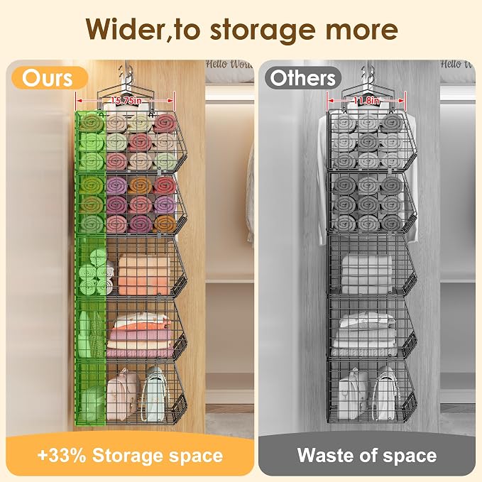 Capacity Upgrade Edition Deeper 4'' 5 Tier Foldable Hanging Closet Organizer - Image 6