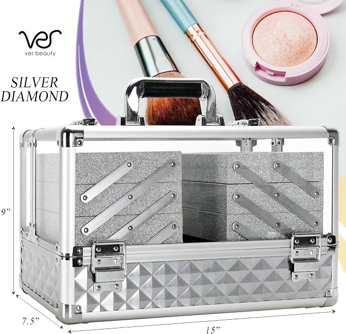 Ver Beauty Makeup Train Case 14 inch Armored Acrylic Large Portable Cosmetic - Image 3