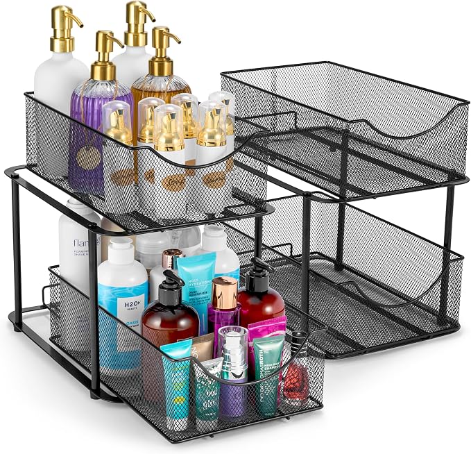 Sorbus 2 Sets of 2 Tier Metal Under Sink Organizer by Sorbus