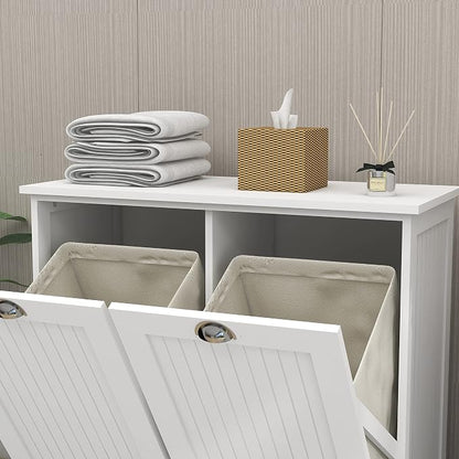 KEIKI Double Tilt-Out Laundry Hamper Cabinet - Image 5