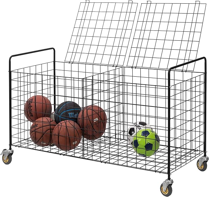 MyGift X-Large Capacity Black Metal Sports Ball and Gym Equipment Storage - Image 8