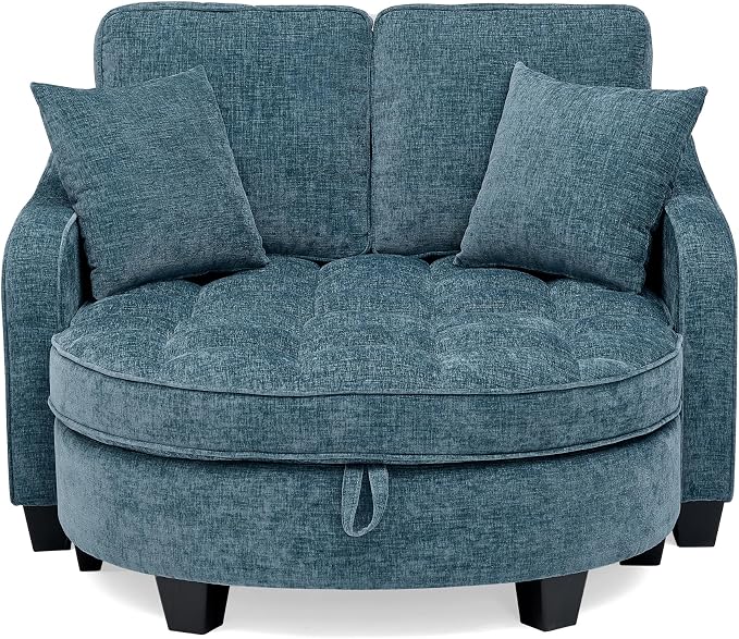 ERYE Chenille Tufted Loveseat Sofa and Ottoman Set, Tufted Recliner Sleeper - Image 6